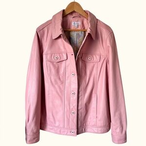 D&Co Genuine Leather Jacket Pink Paisley Lining Womens XL
